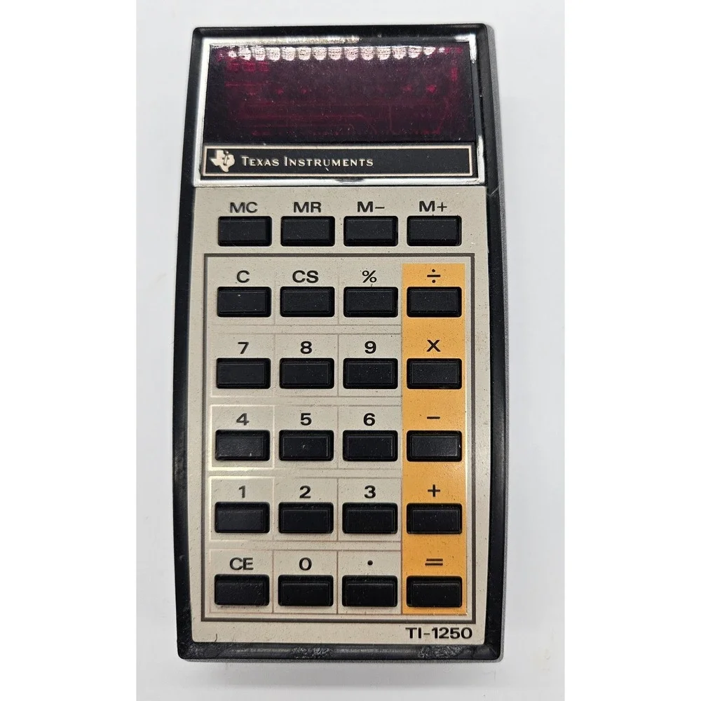 Texas Instruments TI-1250 Vintage Red LED Handheld Calculator USA 1970s UNTESTED